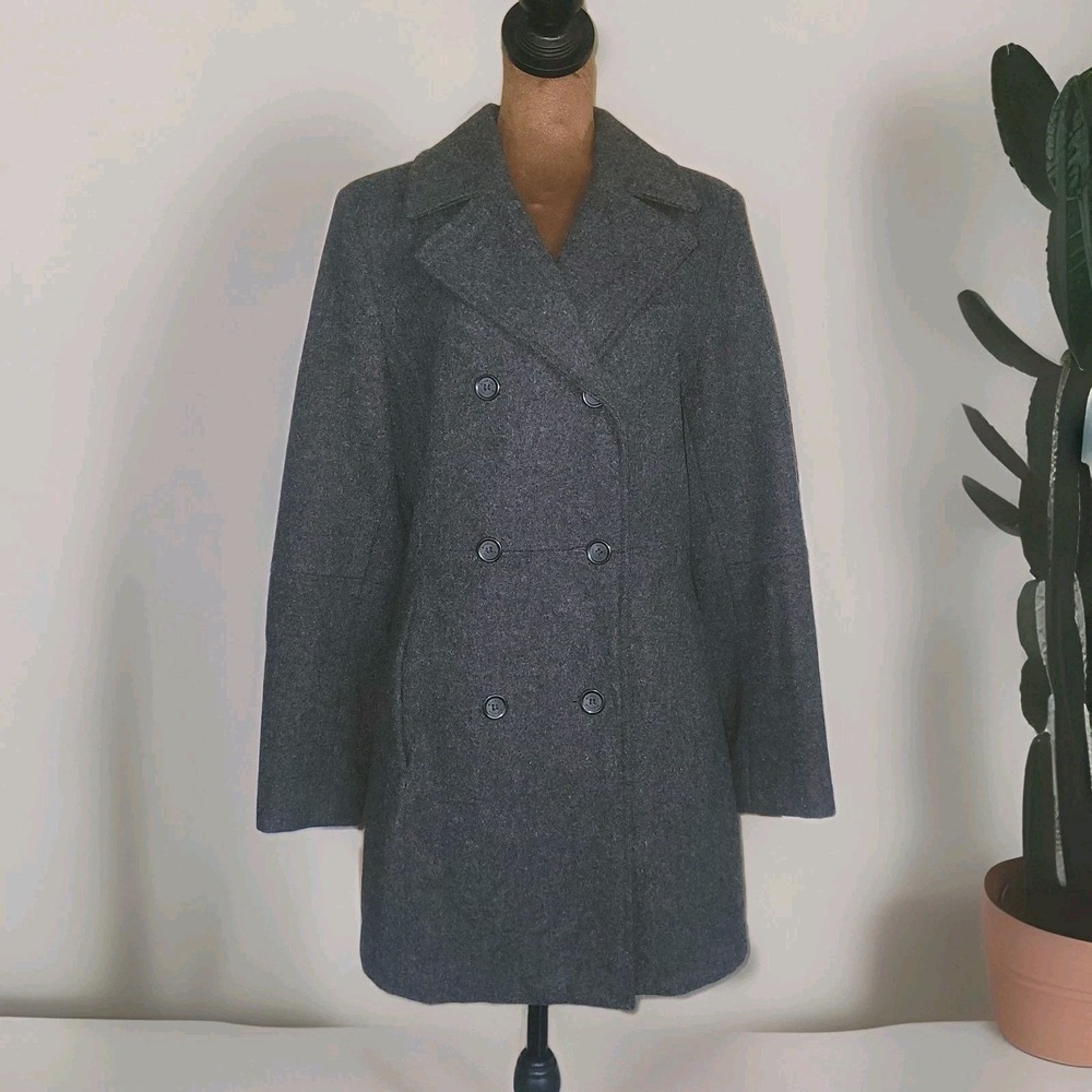 Braetan Wool Blend Pea Coat Size Small Mid Length Women's Charcoal Gray
